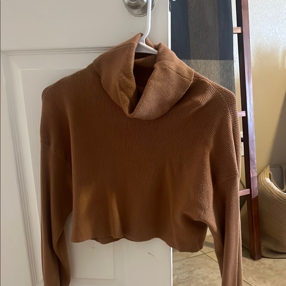 Cropped Turtle Neck Sweater